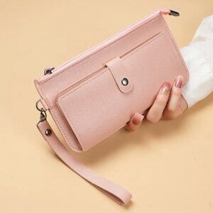 New! Pink Fashion Womens Clutch Wallet Coin Purse with Wrist Strap